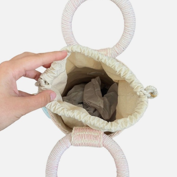 SIGRID OLSEN Woven Pink & Cream Bucket Handbag Purse Tote Beach Fashion NWT - Picture 11 of 14